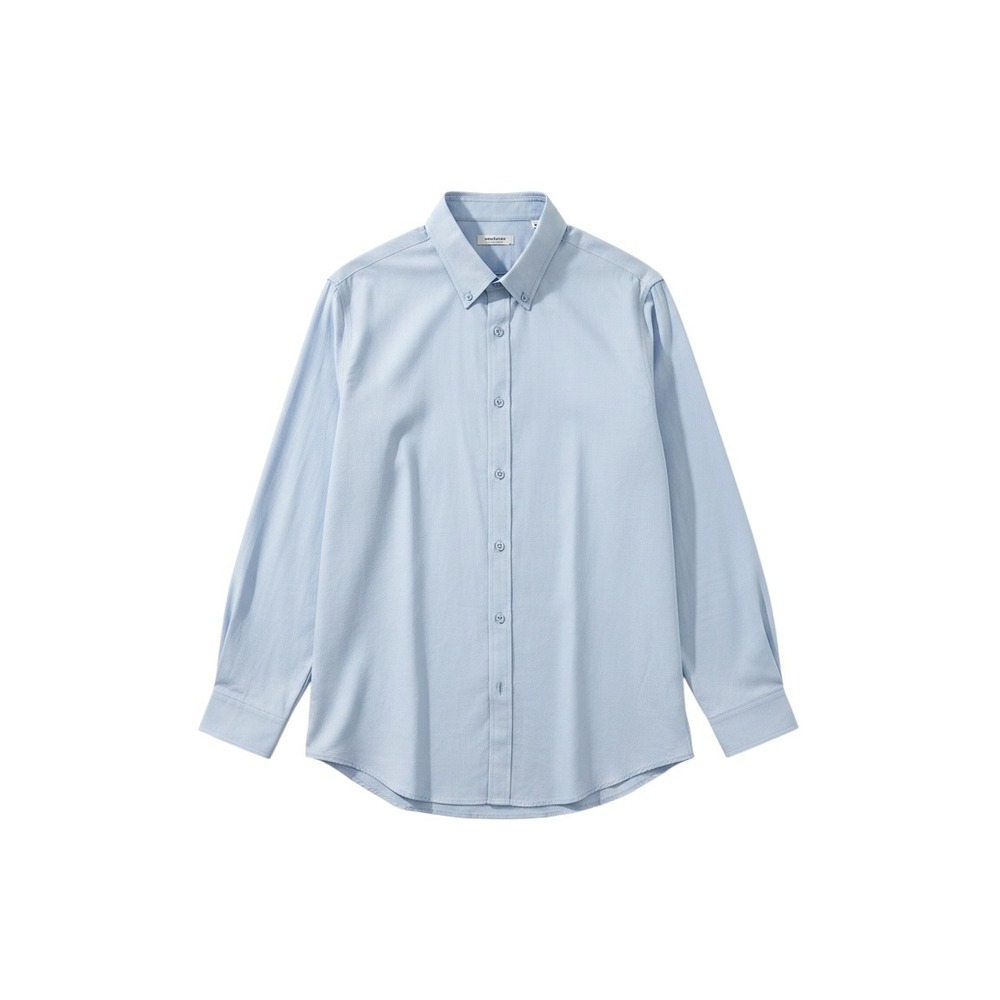 Coofandy Mens Linen Blend Button Down Shirt Long Sleeve Light Blue XL